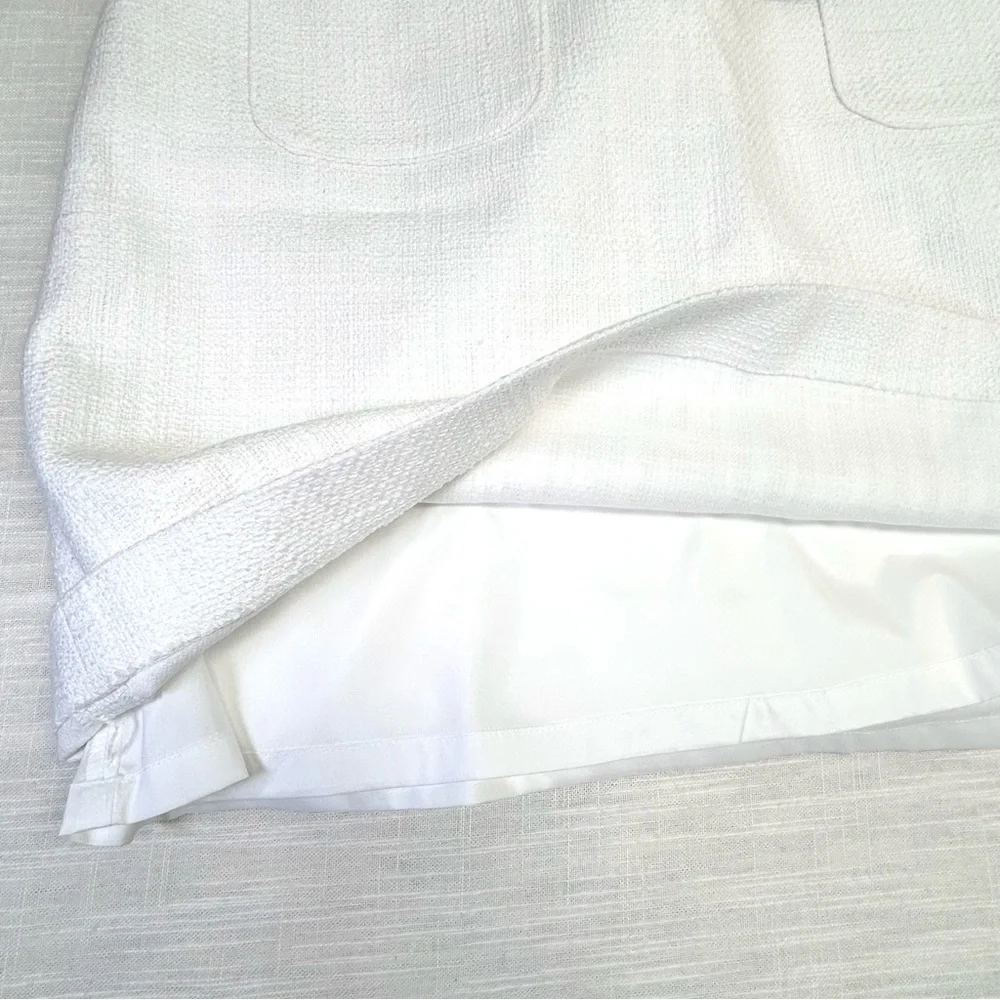 Karl Lagerfeld PARIS tweed skirt 10 white w contrasting trim Pockets above knee - Picture 14 of 16